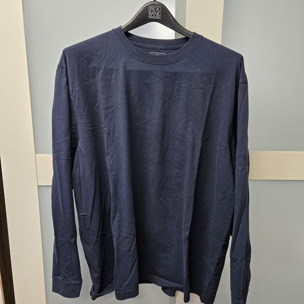 L.L. Bean Men's Unshrinkable Long Sleeve Navy Blue Tee-XXL